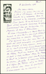 Correspondance de 2 feuilles à en-tête illustrée du Pourquoi Pas? adressée à sa sœur chérie le 8 septembre 1933 : il rapatrie la mission polaire française qui vient d'hiberner à Scoresby Sund