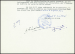 Note dactylographiée pour Taylor au sujet de la perte d'une montre Longines (23.6.1952) avec signatures manuscrites d'AF Liotard et Paul Emile Victor + cachet rond bleu EPF Arctique Antarctique
