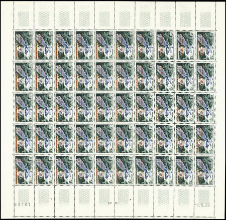 TAAF n°1, feuille de 50, avec coin daté 9.5.55, neuf **, TB