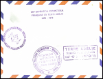 3 lettres AFF TAAF PA 24 + PA26, PA14 + PA19 + PA20, PA17 + PA19 + n°31, 2 pièces, obl Terre Adélie (1971 et 1972) et Kerguelen (1972). TB