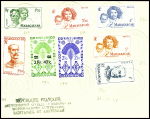 Madagascar n°307 + 311 + 312 + 308 + 294 + 274 + 313 + 314 obl CAD "S.Paul et Amsterdam Madagascar depend. Australes" (31 dec 48 - courrier du Tonkinois) sur lettre. TB