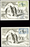 2 cartes maximum des EPF AFF respectivement PA2 et PA3 obl Terre Adélie (1958). TB
