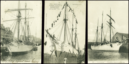 3 cartes postales verticales de Saint Malo et du Havre avec vue du navire Le Français. TB