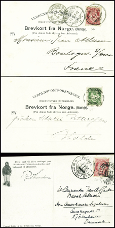 7 cartes postales de l'expédition du Fram dont Norvège n°50 obl CAD "Polhavet" illustré d'un bateau. TB