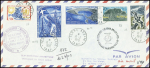 4 lettres avec bons AFF dont TAAF n°20 + PA7 + PA24 + PA14 + PA17 obl Terre Adélie (1970 - 1972). TB