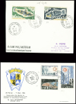 3 env dont TAAF n°24 obl Premier jour Iles St Paul et Amsterdam (31.1.1968) et enveloppe Jacquinot AFF TAAF n°20 + 21 + PA7 obl CAD "Iles St Paul et Amsterdam TAAF" (4 mars 1964)
