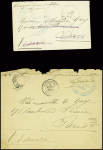 4 lettres en franchise avec cachet militaires du Tonkin (1898 - 1900) + lettre d'Anvers pour Paris (1838) et n°46 obl GC 5005 + CAD "Alger Algérie" (1871). B/TB
