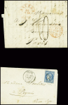 4 lettres en franchise avec cachet militaires du Tonkin (1898 - 1900) + lettre d'Anvers pour Paris (1838) et n°46 obl GC 5005 + CAD "Alger Algérie" (1871). B/TB