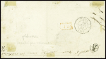 N°2 15c vert obl étoile muette sur lettre avec au verso CAD d'arrivée (1852). Certificat Robineau. TB