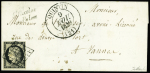 N°3 obl grille + cursive "21 St Nicolas du Pelem" + T13 "Quintin (21)" (1849) sur lettre, ind 23. TB