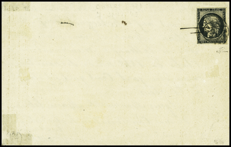 N°3 obl T15 Cholet (7 janv 49) + plume sur lettre sans adresse, signé Calves et JF Brun. TB
