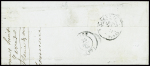 N°3c 20c gris-noir en paire obl grille + T15 "Yerres (72)" (1850) sur lettre pour Dijon. TB