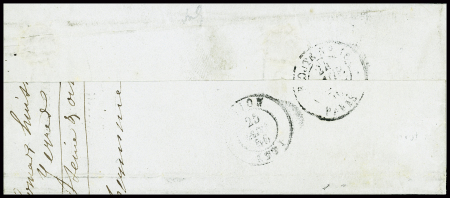 N°3c 20c gris-noir en paire obl grille + T15 "Yerres (72)" (1850) sur lettre pour Dijon. TB