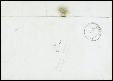 N°4 obl grille + cursive "39 Onesse" + T15 Arjuzanx (aout 1850) sur lettre, ind 23. TB