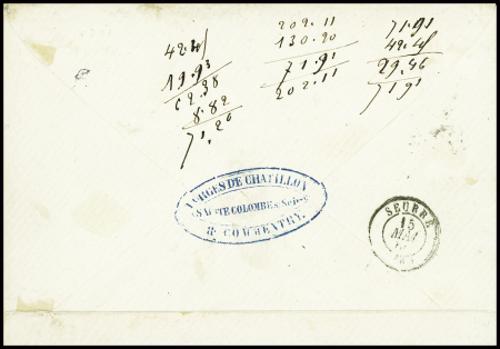 N°17B 80c rose, percé en lignes, obl PC 815 + T15 Chatillon-s-Seine (1864) sur lettre pour Seurre (Côte d'Or). TB