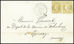 N°28 + 36 obl GC 1543 + CAD T24 "Folembray (2)" (24 oct 71) sur lettre, bel AFF composé de sept 1871. TB