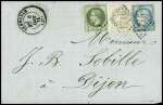 N°25 + 41B + 37 obl GC 1716 + T17 Grenoble (6 sept 71) sur lettre. TB
