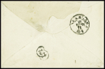 N°43 + 46B report 2 en paire obl GC 698 + T16 Calais (21 mars 71) sur lettre pour Bruxelles, Signé calves. TB