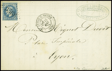 Lettre de Paris pour Lyon AFF n°29 obl GC 3568 + T17 St Denis sur Seine (12 mai 71) avec au verso arrivée Lyon 14 mai 1871. TB