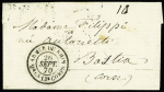 Lettre en franchise sans timbres pour Bastia (Corse)