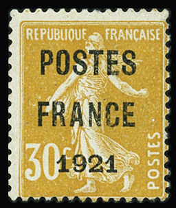 N°35 30c orange POSTES FRANCE 1921, neuf sans gomme,