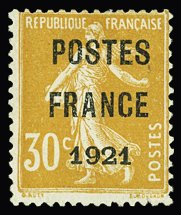 N°35 30c orange POSTES FRANCE 1921, neuf sans gomme,