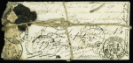 N°90 OBL Limoges (1880) sur lettre pour Barbezieux Charente réexpédiée à Paris : la lettre a été abîmée pendant le transport et refermée par de la ficelle en croix avec un cachet de cire et mention manuscrite d
