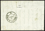 N°45 + 48 en paire obl PC du GC 733 + T17 "carentan (48)" (4 janv 1870 - millésime 71 non parvenu) sur lettre. RR. TB