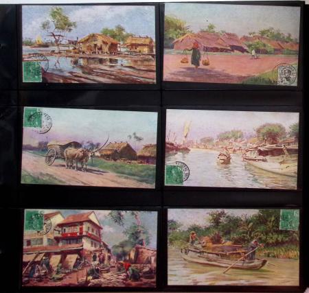 CPA : 2 classeurs de CPA anciennes d'Indochine, beaucoup