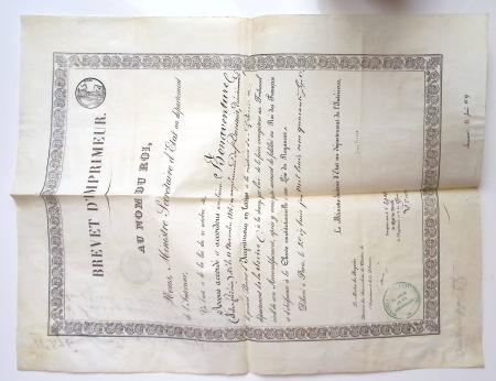 1841-1942, Plan ancien Bordeaux (AN 13), brevet d'imprimeur