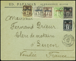 N°1+2+3+4+5+7 obl. Alexandrie 24.01.1902 Egypte sur