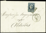 N° 44Aa 20c bleu foncé avec voisins sur 3 côtés