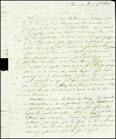 Lettre avec MP tronquée "Menton" (1822 administration