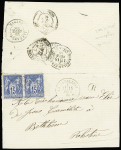 N°90 en   paire OBL CAD "La Cavalerie Aveyron" (1880)