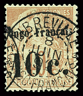 N°6 10c. sur 40 rouge orange, obl, TB. Signé