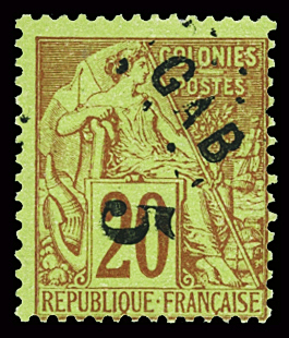 N°1 5 sur 20c. brique sur vert,  neuf sans gomme,