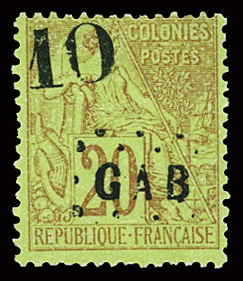 N°2 10 sur 20c. brique sur vert,  neuf sans gomme,