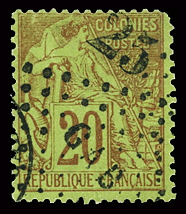 N°3A 25 sur 20c. brique sur vert, GAB 56 points,