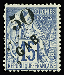 N°4 50 sur 15c. bleu, neuf sans gomme, TB. Signé