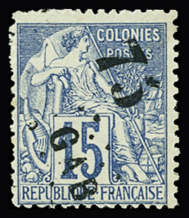N°5 75 sur 15c. bleu, neuf sans gomme, TB. Signé