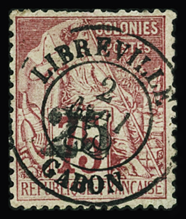 N°10 25 sur 75c. rose, obl, bien centré, TTB.