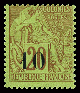 N°4 10 sur 20c. brique sur vert, neuf *, TB. Signé