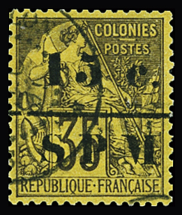 N°13 15c. sur 35c. violet noir sur jaune orange, obl.