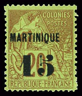 N°5 15c. sur 20c. brique sur vert, neuf **, TTB. Signé