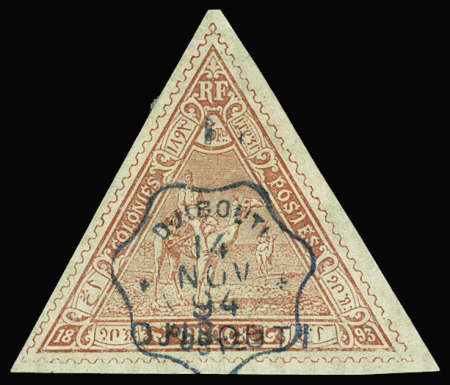 N°4 1f. sur 5c. rouge, obl, TTB. Signé Brun