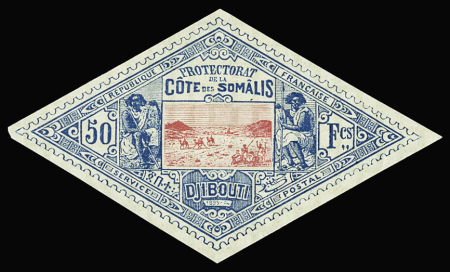 N°21 50f. bleu et rose, neuf *, TTB. Certificat