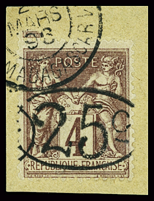 N°26 25c. sur 4c. lilas brun sur gris, obl. sur petit