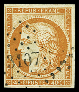 N°5a 40c orange vif, obl. PC 3107 St. Girons, TTB