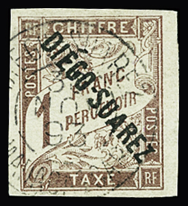 TAXE n°13 1f. marron, oblitéré, TB