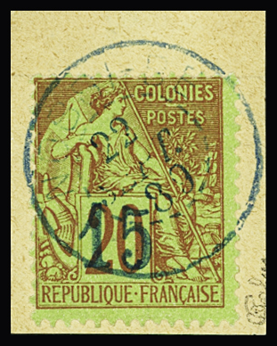 N°4 15c. sur 20c. brique sur vert, obl. sur petit fragment,